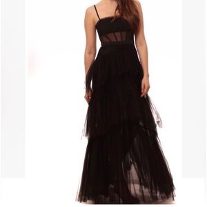 Betsy & Adam 
Tiered Tulle Ruffle Gown
Betsy & Adam